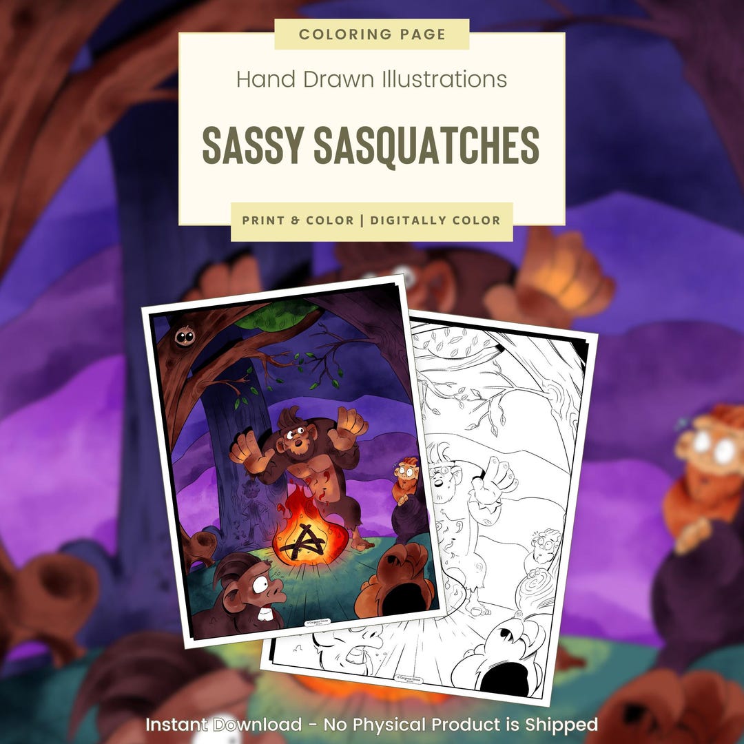 Campfire Stories Sasquatch, Printable Coloring Pages, Bigfoot Coloring ...