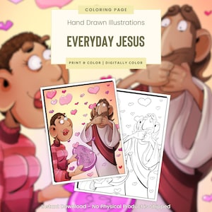 Valentines Candy Jesus, Printable Coloring Pages, Christian Coloring Pages, Fun Bible Lessons for Kids, Sunday School Everyday Jesus (G133)