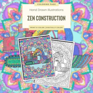 Front Shovel Excavator, Printable Coloring Pages for Adults and Kids, Activity Sheet, Big Trucks and Machines, STEM, Zen Construction (G118)
