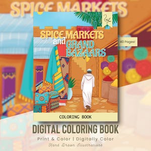 Spice Markets & Grand Bazaars | Coloring Book | 40 Hand Drawn Printable Coloring Pages for Adults and Kids | Cute Coloring Pages (G115)