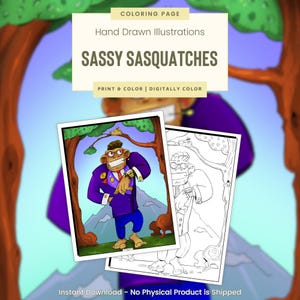 Power Suit Sasquatch, Printable Coloring Pages, Bigfoot Coloring Pages, Bigfoot Picture, Boredom Busters, Yeti, Sassy Sasquatches (G119)