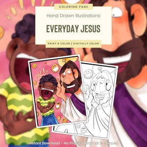 Dad Jokes Jesus, Printable Coloring Pages, Christian Coloring Pages, Jesus, Fun Bible Lessons for Kids, Sunday School, Everyday Jesus (G133)