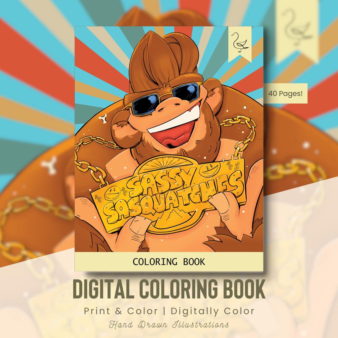 Sassy Sasquatches Coloring Book, Big Yeti Sasquatch Coloring Book, 40 ...