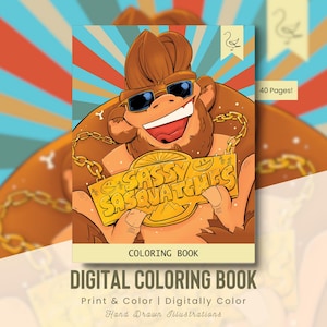 Sassy Sasquatches Coloring Book, Big Yeti Sasquatch Coloring Book, 40 Hand Drawn Printable Bigfoot Coloring Pages for Men Women Kids (G119)