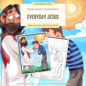 Letting Go Jesus, Printable Coloring Pages, Christian Coloring Pages, Jesus, Fun Bible Lessons for Kids, Sunday School, Everyday Jesus(G133)