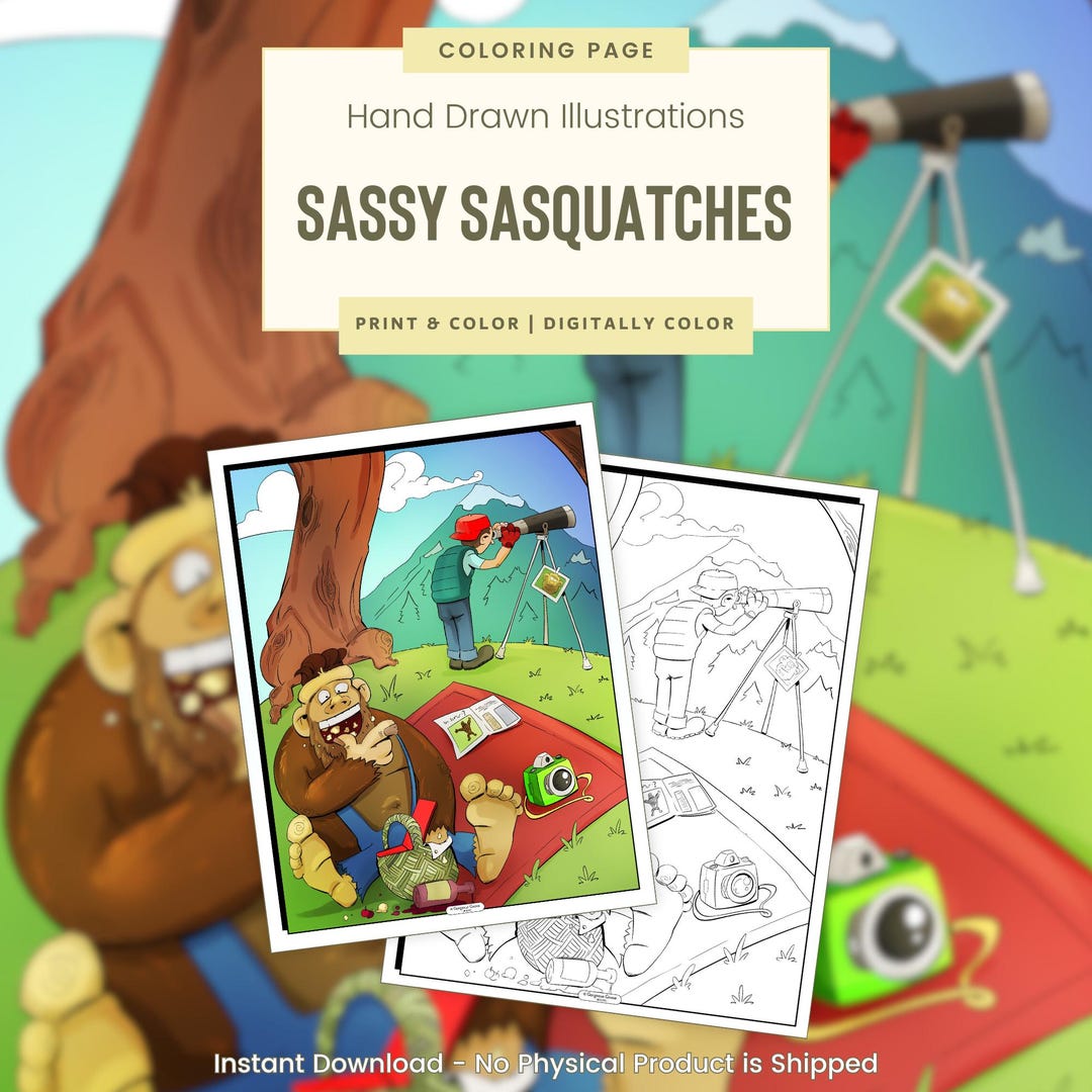 Picnic Food Sasquatch, Printable Coloring Pages, Bigfoot Coloring Pages ...