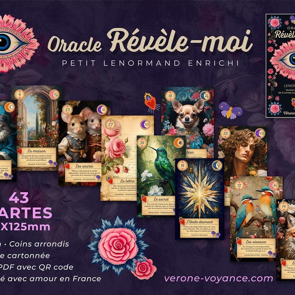 Oracle "Reveal me" - Oracle Lenormand enriched with 6 additional cards including 2 dog cards