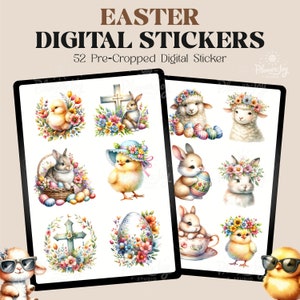Easter Digital Planner Stickers, Goodnotes Stickers, Notability Planner, Planner Stickers, Ipad Stickers, PNG Stickers, Pre-Cropped Stickers