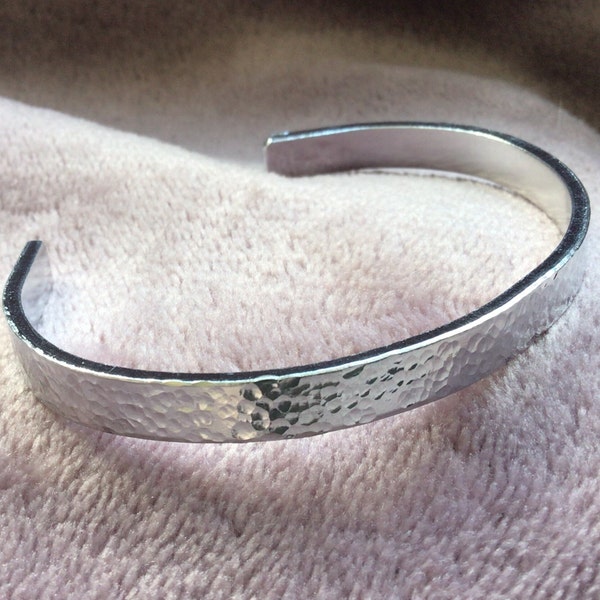 Textured Aluminium Cuff Bracelet, 10 Year Anniversary Gift, Personalised Aluminium Bracelet, Hand Stamped Adjustable Bracelet.