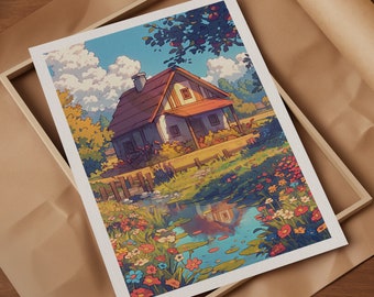 A Cozy Farm Life | Stardew Valley Inspired Aesthetic Wall Art  | Premium Textured Watercolor Matte Poster | Minimalist Painting Prints