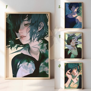 Himeno | Kettensäge Anime Fanart Illustration | Anime ästhetik Poster Set | Shonen Manga Wohndekor Set | Premium Matte Poster Wandkunst