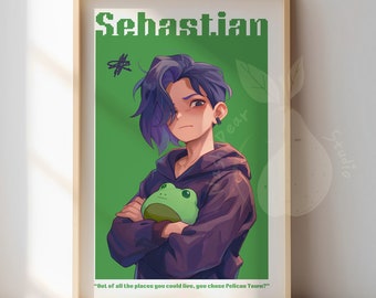 Sebastian Stardew Valley Poster | Stardew fanart  | video game inspired Illustration |  Character Frog art | Premium Matte Poster Wall Art