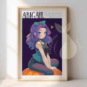 Abigail | Cute Stardew Valley Fanart Poster | Cozy Video Game Illustration |  Art Print Gift for Gamer | Premium Matte Poster Wall Art