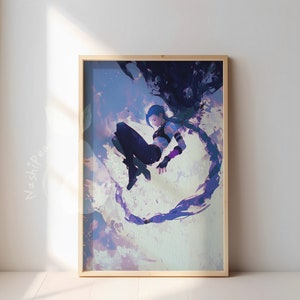 Chute libre de Jinx | Poster mat texturé aquarelle premium | Art mural esthétique inspiré de LOL | Impressions minimalistes
