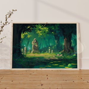 Der geheime Wald | Stardew Valley inspirierte ästhetische Wandkunst | Premium Strukturiertes Aquarell Poster | Minimalistische Gemälde Drucke
