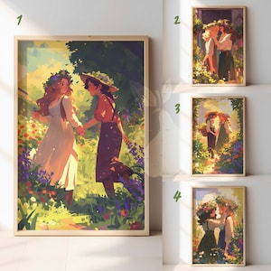 Gemütliche Mädchen vom Bauernhof | Cottagecore Stardew Inspirierte Mädchen Liebe Illustration | Cartoon Ästhetisches Poster Set | Premium Matte Poster Wandkunst
