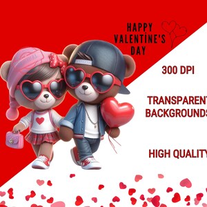 Valentine&#39;s Day Clipart, Love Teddy, Cute Teddy Bear, Valentines Bear Clipart, Love, Heart, Digital Download, Valentines Day PNG