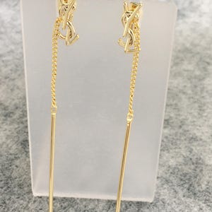 Vintage Yves Saint Laurent 14k gold drop earrings