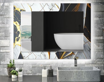 LED Lighted Bathroom Mirror With Led Lights-Handmade Decorative Mirror- illuminated Mirror-Tempered Glass Mirror-Led Mirrors for Bathroom