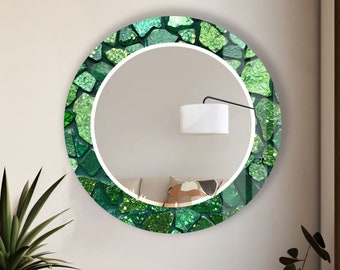 Gehard glas spiegel groene ronde wandspiegel voor badkamer-cirkelspiegel wanddecoratie voor slaapkamer-cirkel badkamerspiegel voor ijdelheden