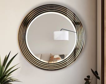 Tempered Glass Mirror Gift-Round Wall Mirror for Bathroom-Circle Gold Mirror Wall Decor for Bedroom-Circle Bathroom Mirror for Vanities