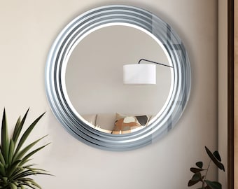 Spiegel aus gehärtetem Glas Geschenk-runder Wandspiegel für Badezimmer-Kreis Silber Spiegel Wanddekor für Schlafzimmer-Kreis Badezimmerspiegel für Eitelkeiten