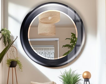 Spiegel aus gehärtetem Glas als Geschenk – runder Wandspiegel in Silber für Badezimmer – runder Spiegel, Wanddekoration für Schlafzimmer – runder Badezimmerspiegel für Waschtische