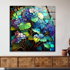 Handmade Floral Tempered Glass Wall Art: Modern Stained Flower Decor