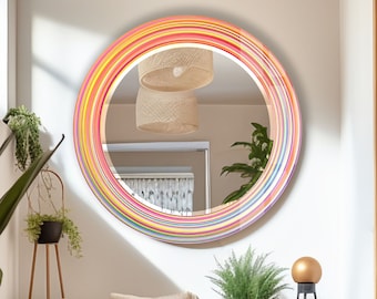 Tempered Glass Mirror Gift-Round Wall Mirror for Bathroom-Circle Mirror Wall Decor for Bedroom-Circle Bathroom Mirror for Vanities