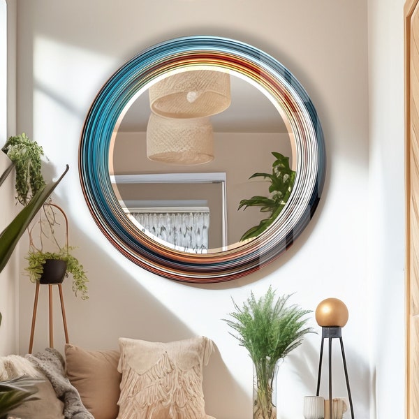 Tempered Glass Mirror Gift-Round Wall Mirror for Bathroom-Circle Mirror Wall Decor for Bedroom-Circle Bathroom Mirror for Vanities