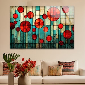 Floral Tempered Glass Wall Art: Modern Stained Flower Decor