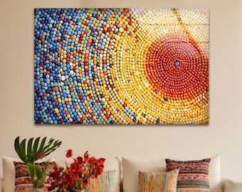 Tempered Glass Wall Art, Modern Mosaic Glass Print Artwork