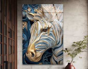 Handmade Tempered Glass Zebra Wall Art: Modern Safari Decor