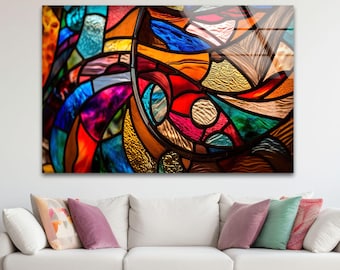 Red Abstract Tempered Glass Wall Art: Modern Home Decor