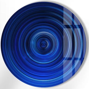 Blue Abstract Tempered Glass Wall Art: Round Modern Decor