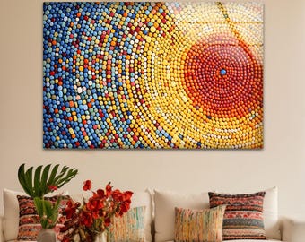 Tempered Glass Wall Art, Modern Mosaic Glass Print Artwork