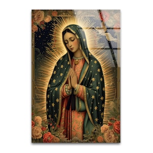 Tempered Glass Wall Art-Virgin Mary Wall Art-Cross decor-Glass Printing Art-Christ Wall Art-Wall Hangings-Tempered Glass Art-Christian Decor