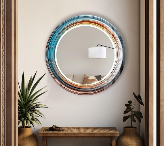 Tempered Glass Round Wall Mirror: Modern Circle Bathroom Mirror Decor
