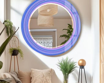 Espejo de pared redondo de cristal templado hecho a mano: decoración moderna para el hogar.