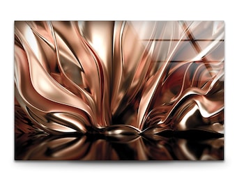Copper Fractal Wall Art,Tempered Glass Wall Art,Wall Decor,Home Decor,Glass Printing, Large Wall Art,Wall Hangings,Copper Abstract Wall Art
