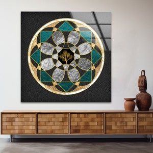 Handmade Tempered Glass Wall Art: Geometric Tree Decor