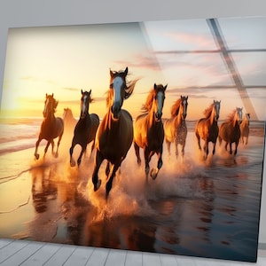 Tempered Glass Wall Art,Wall Decor,Horse Wall Decor,Glass Printing Art, Extra Large Wall Art,Wall Hangings,Horses Wall Art,Horse Decoration