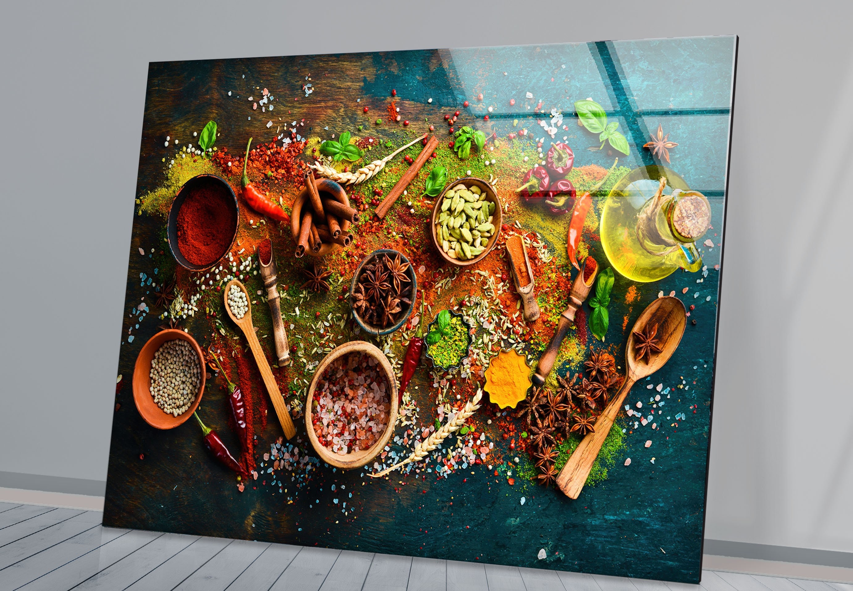Herbs Wall Art,Tempered Glass Wall Art,Spices Wall Decor,Home Decor,Large Wall Art, Wall Hangings,Spice Art,Kitchen Wall Art,Kitchen decor