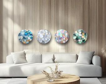 Stained Glass Style Tempered Glass Wall Art: Round Prints, Set of 3