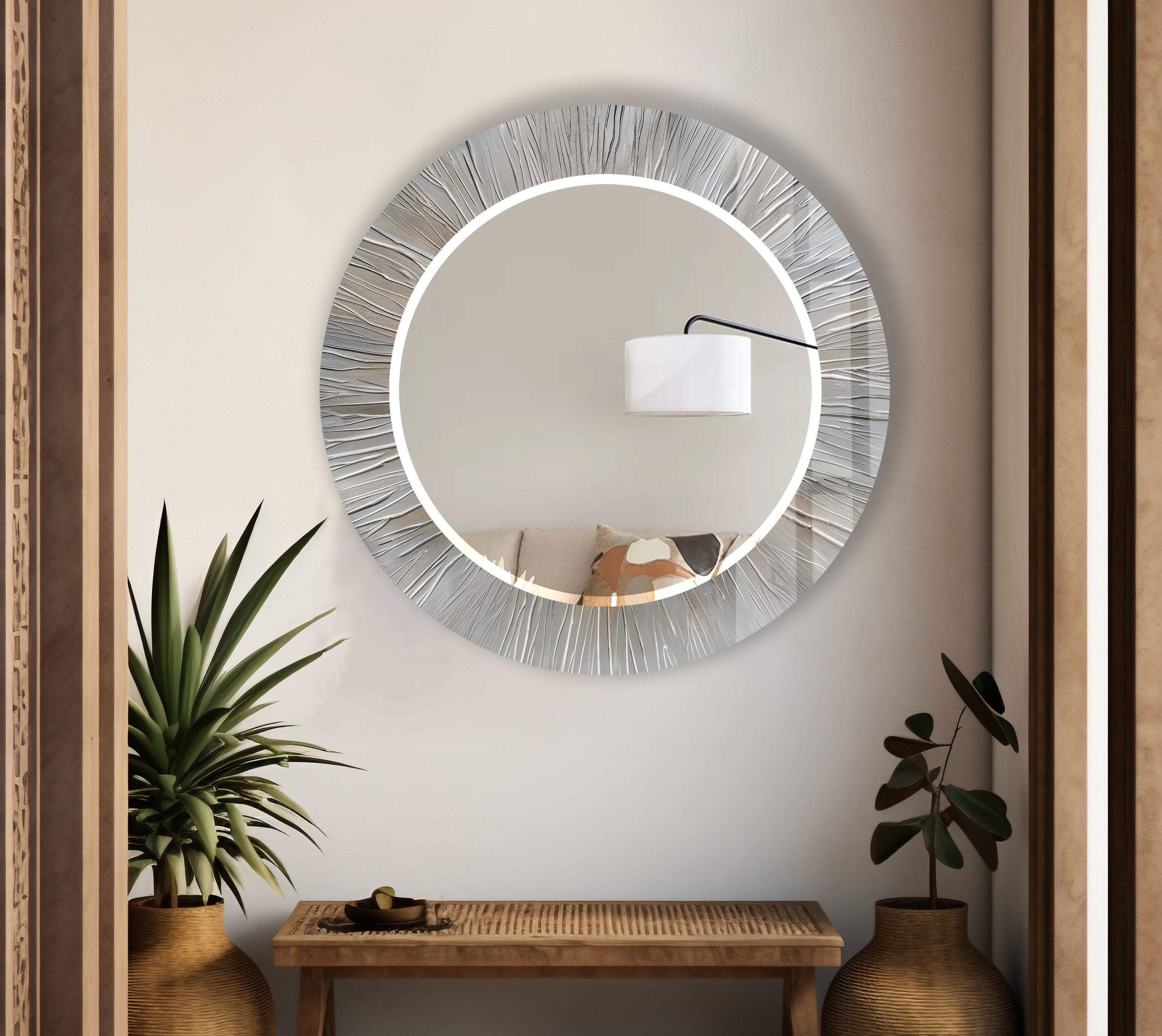 Handmade Tempered Glass Round Wall Mirror: Silver Circle Decor - Etsy