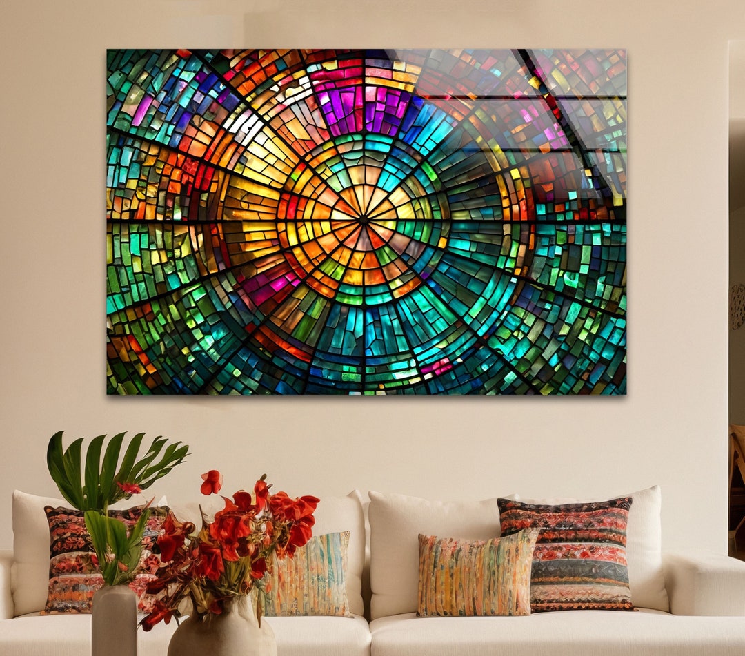 Handmade Tempered Glass Wall Art: Colorful Stained Glass Decor - Etsy