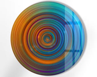 Handgemachte Wandkunst aus gehärtetem Glas: Runder abstrakter Druck