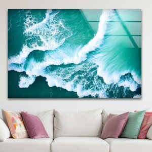 Tempered Glass Wall Art, Ocean Wave Wall Art Gift, Sea Wave Wall Art, Tempered Glass Art, Glass Wall Decor, Glass Printing, Waves Wall Decor