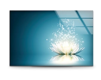 Lotus Flower Glass Wall Art , Tranquil Zen Decor , Spiritual Meditation Artwork