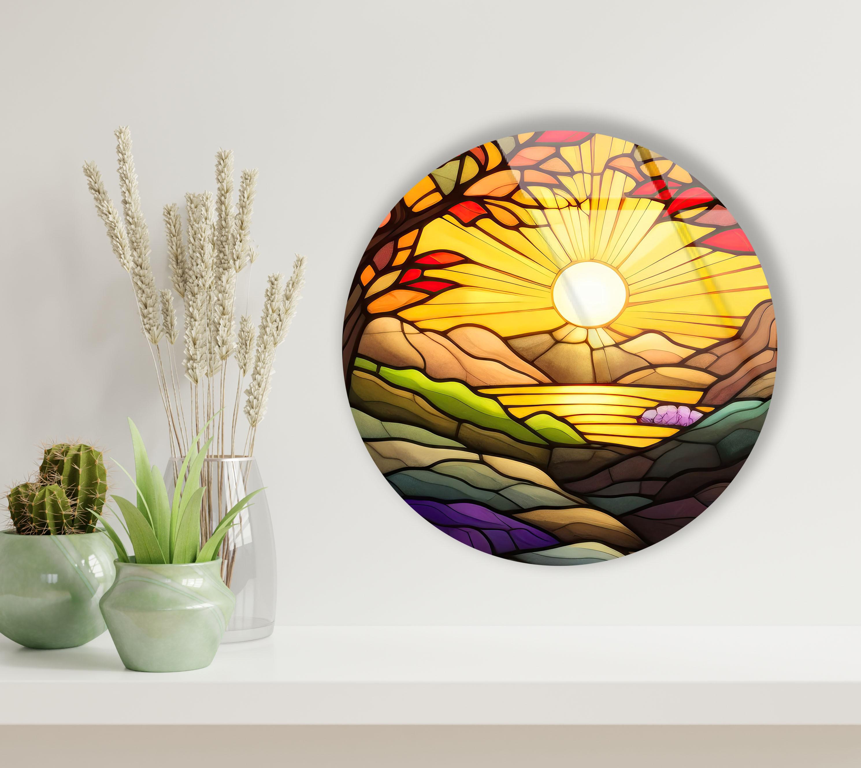 Handmade Tempered Glass Wall Art: Stained Glass Sunrise - Etsy